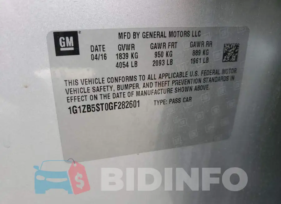 1G1ZB5ST0GF282601 Photo# 12