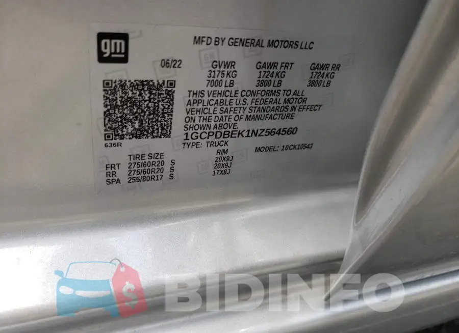 1GCPDBEK1NZ564560 Photo# 12