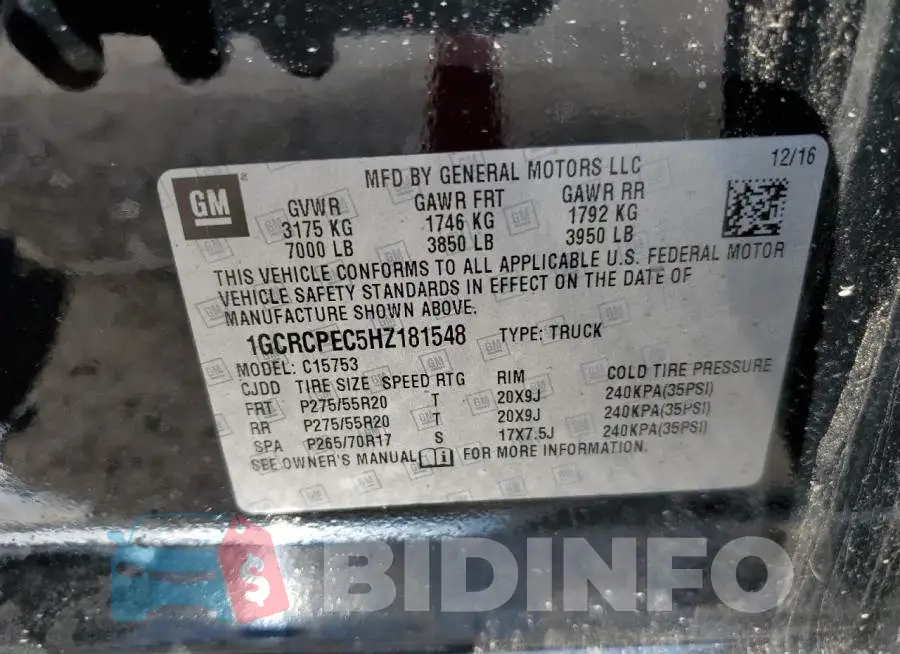 1GCRCPEC5HZ181548 Photo# 13