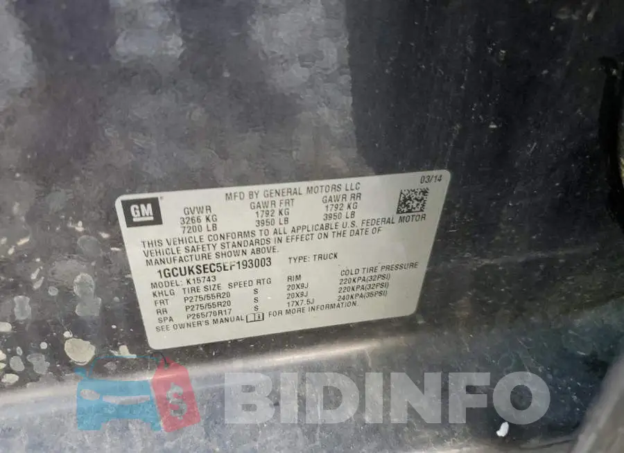 1GCUKSEC5EF193003 Photo# 12