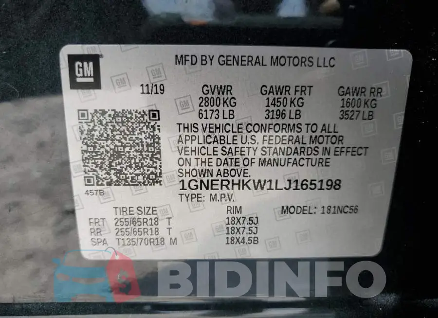 1GNERHKW1LJ165198 Photo# 13