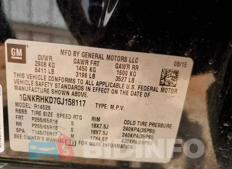 1GNKRHKD7GJ158117 Photo# 13