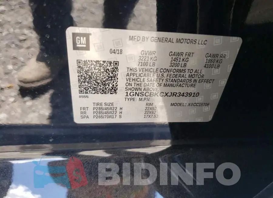 1GNSCBKCXJR343910 Photo# 13