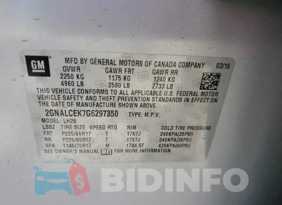 2GNALCEK7G6297350 Photo# 13