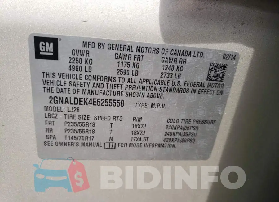 2GNALDEK4E6255558 Photo# 13