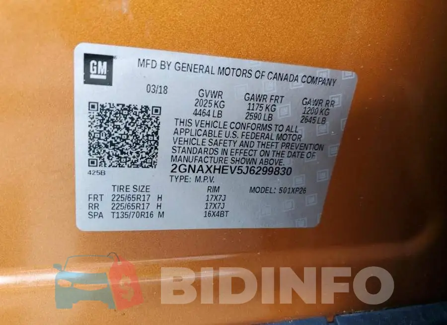 2GNAXHEV5J6299830 Photo# 14