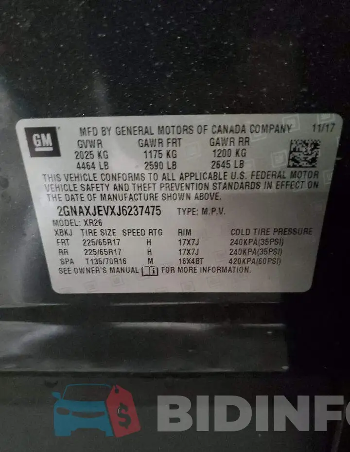 2GNAXJEVXJ6237475 Photo# 14
