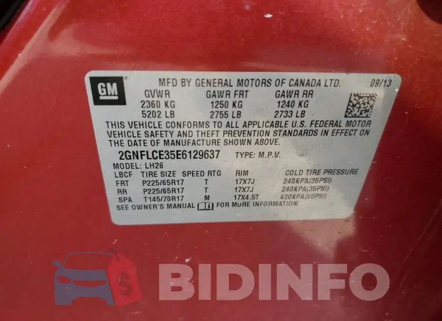 2GNFLCE35E6129637 Photo# 13