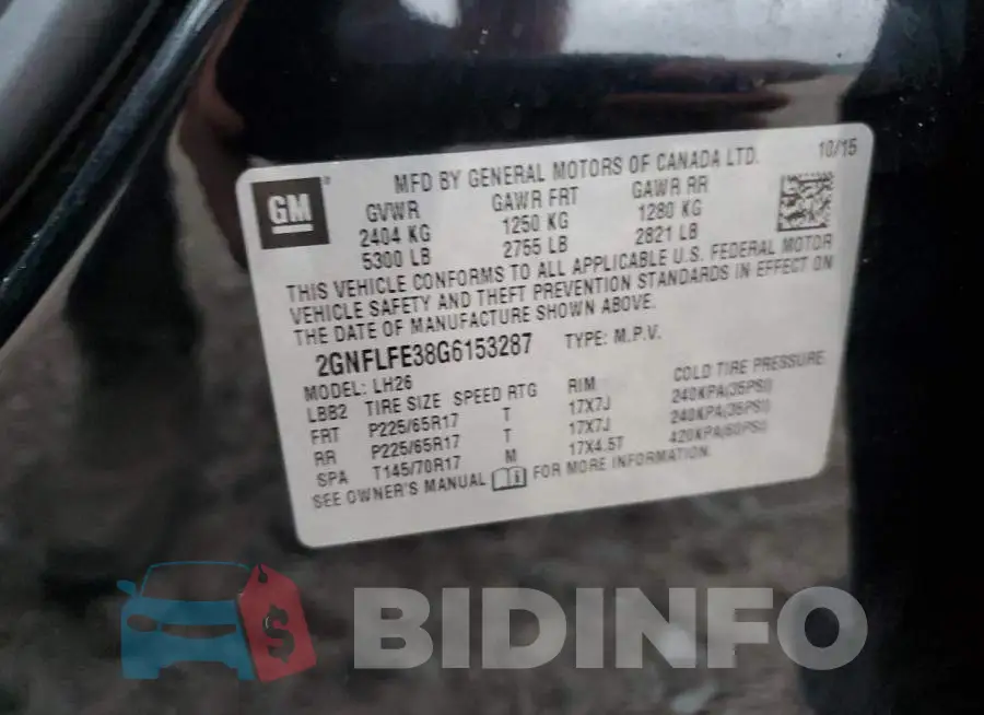 2GNFLFE38G6153287 Photo# 13