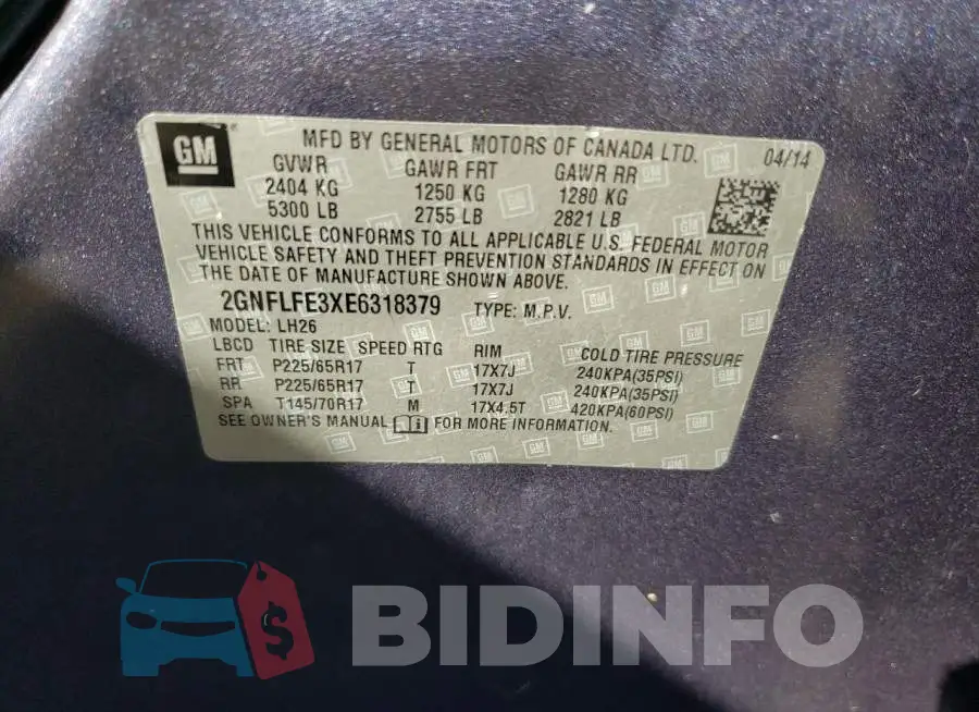 2GNFLFE3XE6318379 Photo# 12