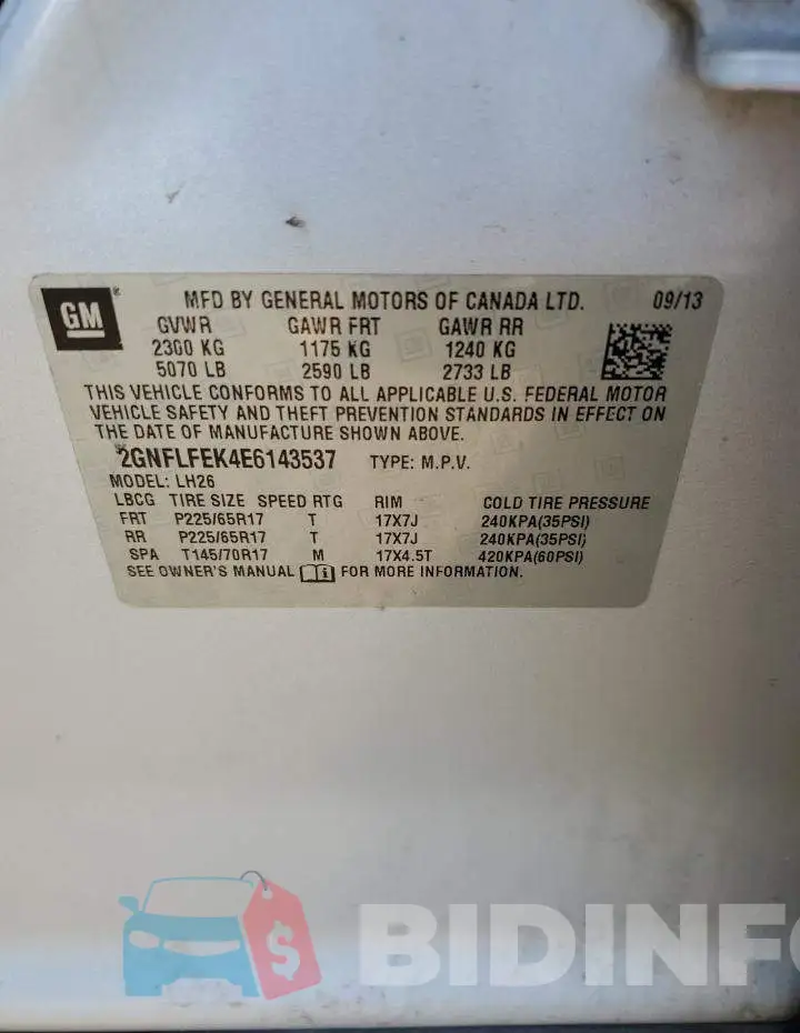 2GNFLFEK4E6143537 Photo# 12
