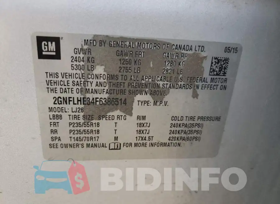 2GNFLHE34F6386514 Photo# 14