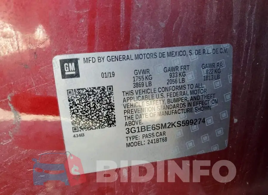 3G1BE6SM2KS599274 Photo# 12