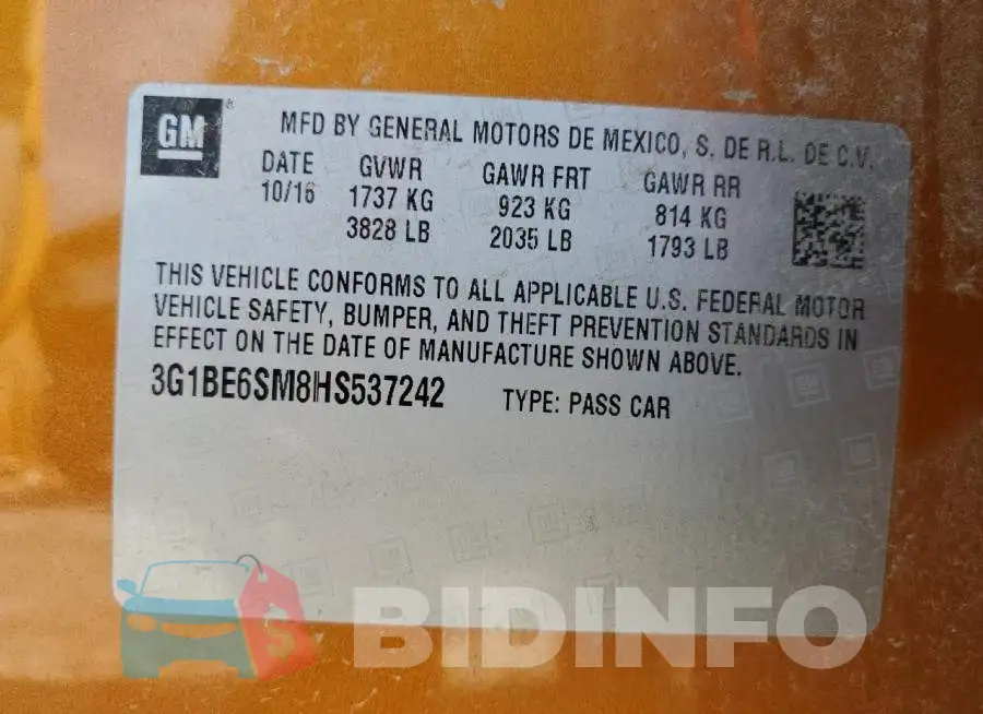 3G1BE6SM8HS537242 Photo# 12