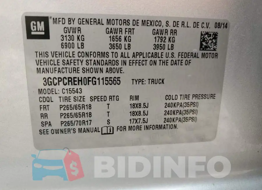 3GCPCREH0FG115565 Photo# 12