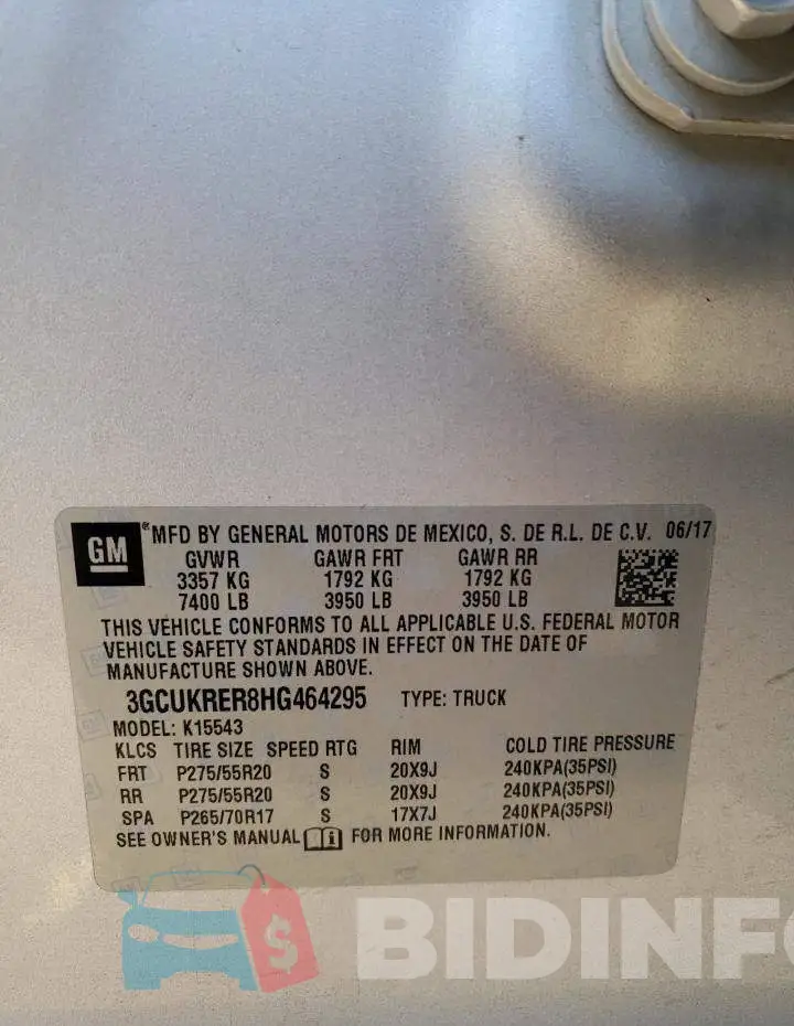 3GCUKRER8HG464295 Photo# 12