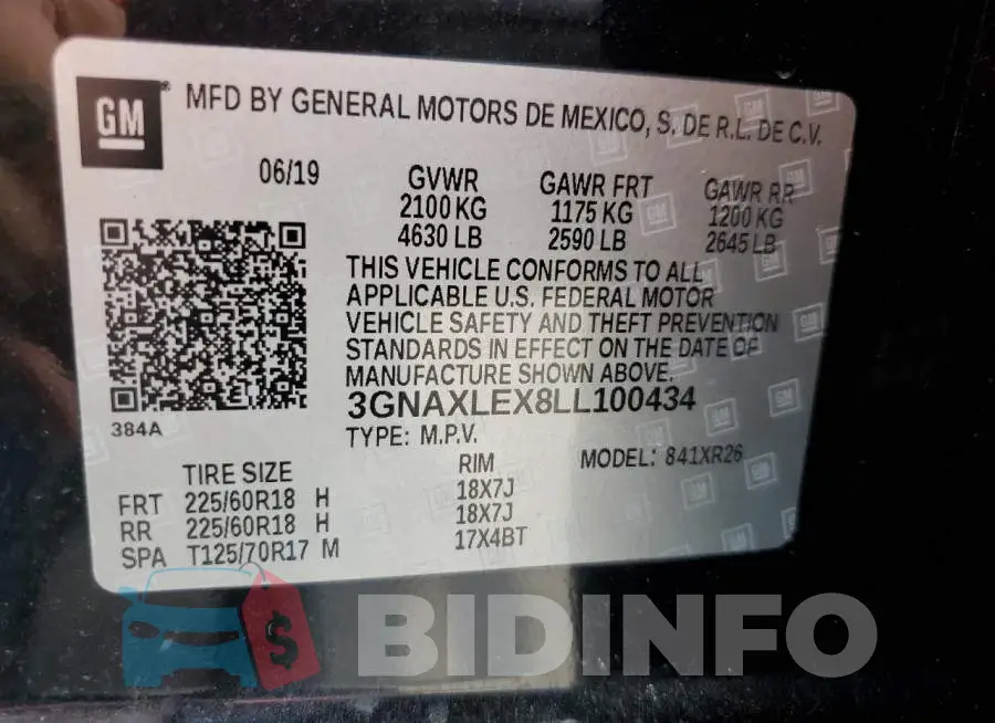 3GNAXLEX8LL100434 Photo# 12