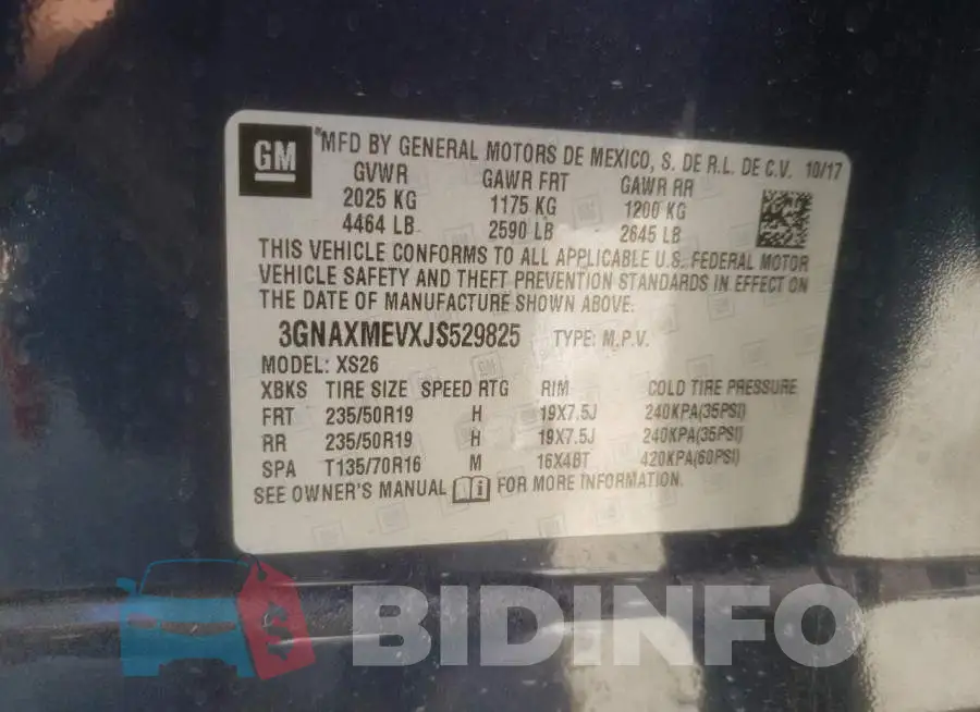 3GNAXMEVXJS529825 Photo# 13