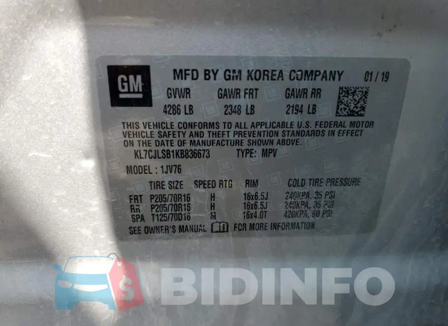 KL7CJLSB1KB836673 Photo# 12
