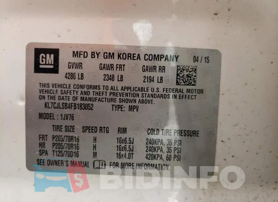 KL7CJLSB4FB183052 Photo# 13