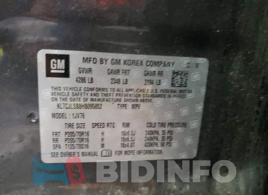 KL7CJLSB8HB095852 Photo# 12