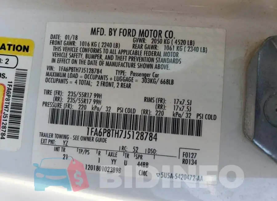 1FA6P8TH7J5128784 Photo# 13