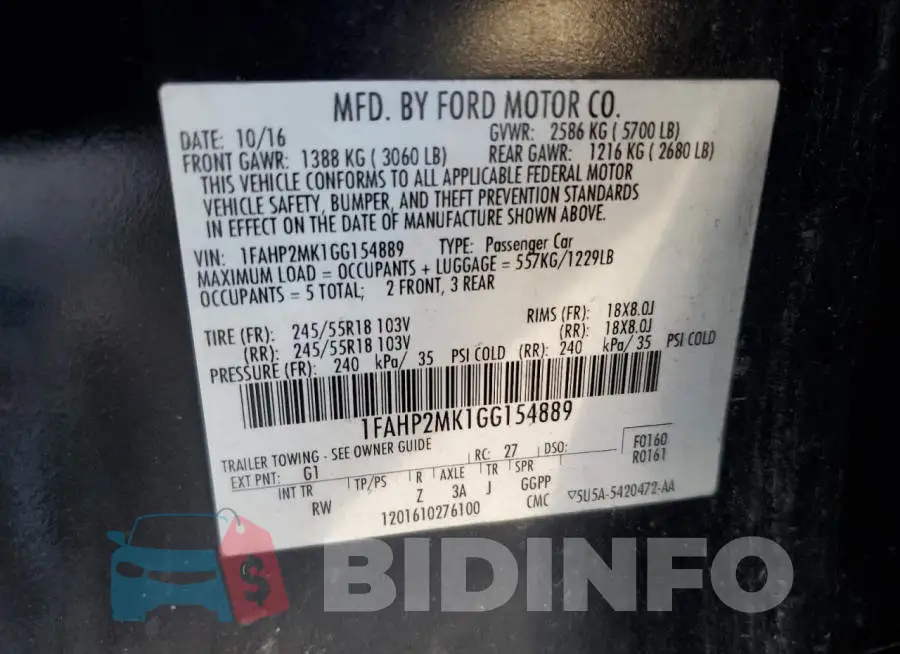 1FAHP2MK1GG154889 Photo# 12