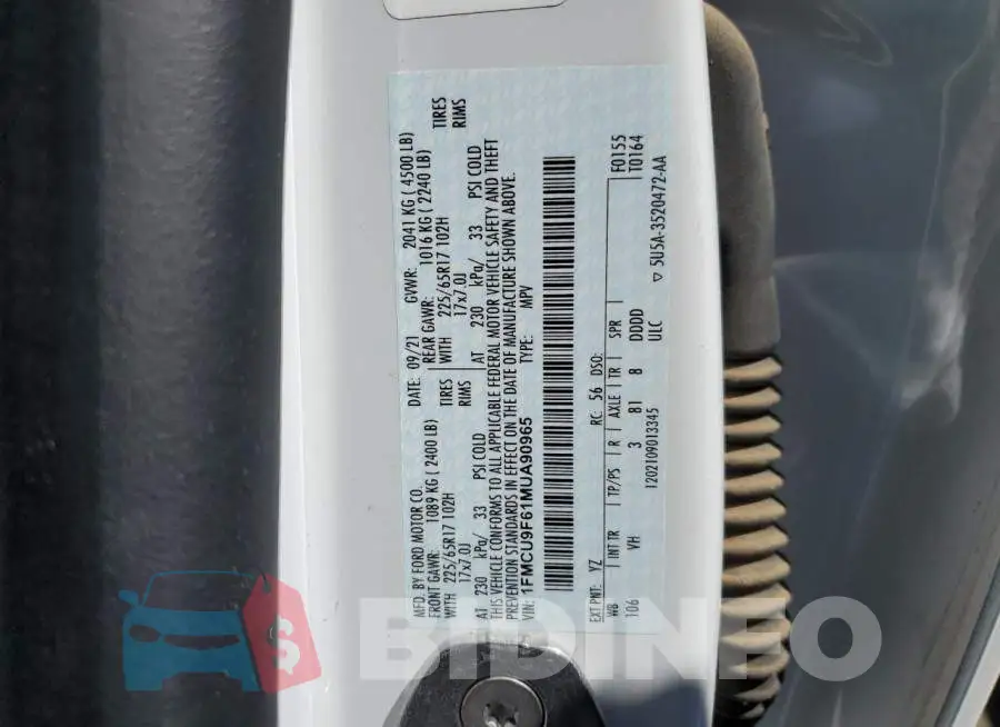 1FMCU9F61MUA90965 Photo# 13