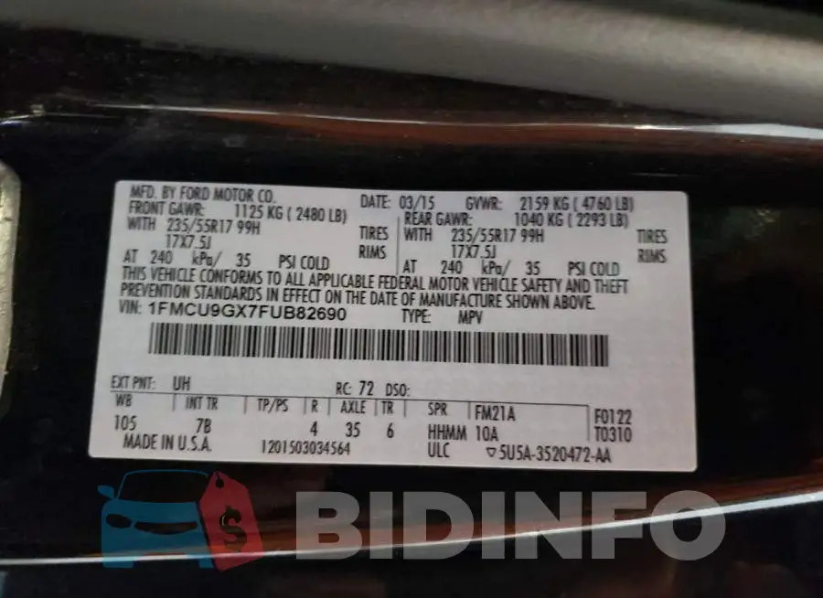 1FMCU9GX7FUB82690 Photo# 13
