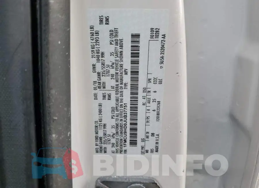 1FMCU9HD0JUB37751 Photo# 12