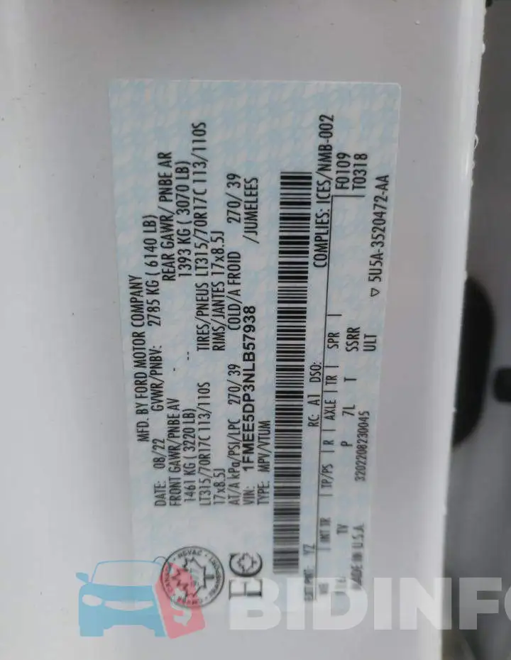 1FMEE5DP3NLB57938 Photo# 14