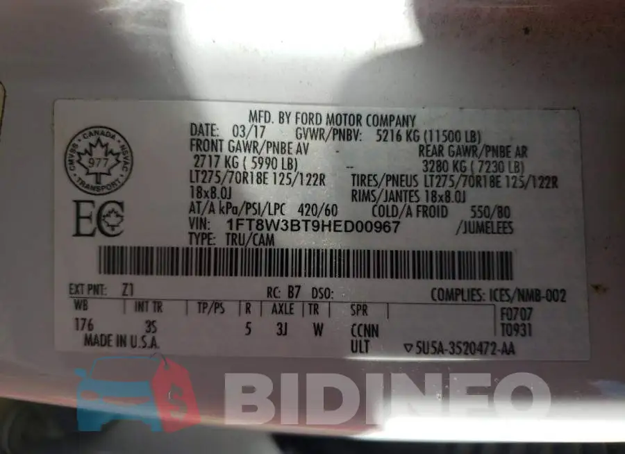 1FT8W3BT9HED00967 Photo# 12