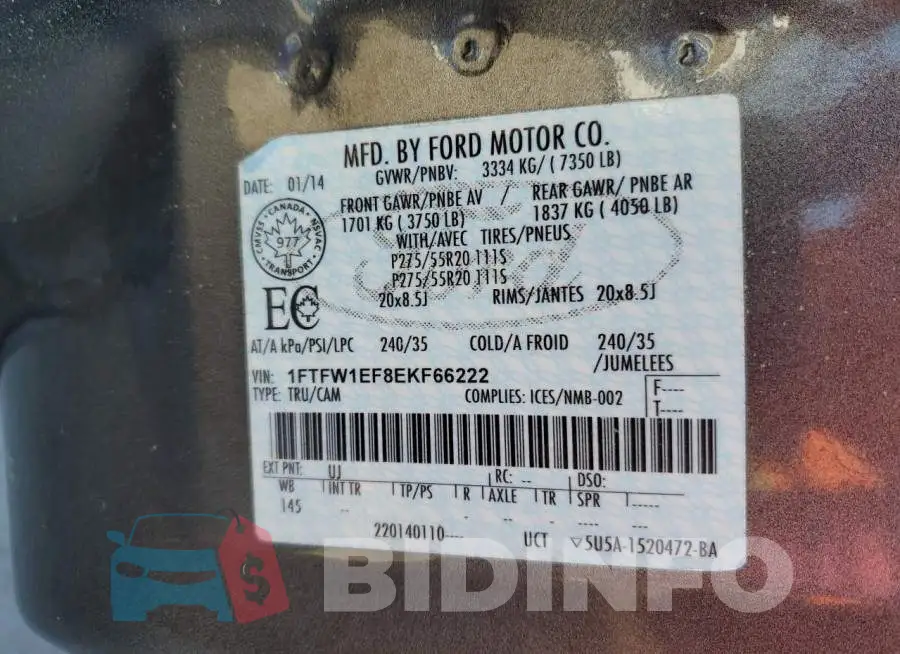1FTFW1EF8EKF66222 Photo# 12