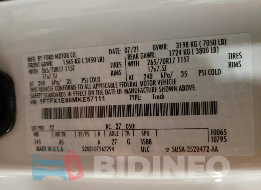 1FTFX1E86MKE57111 Photo# 12