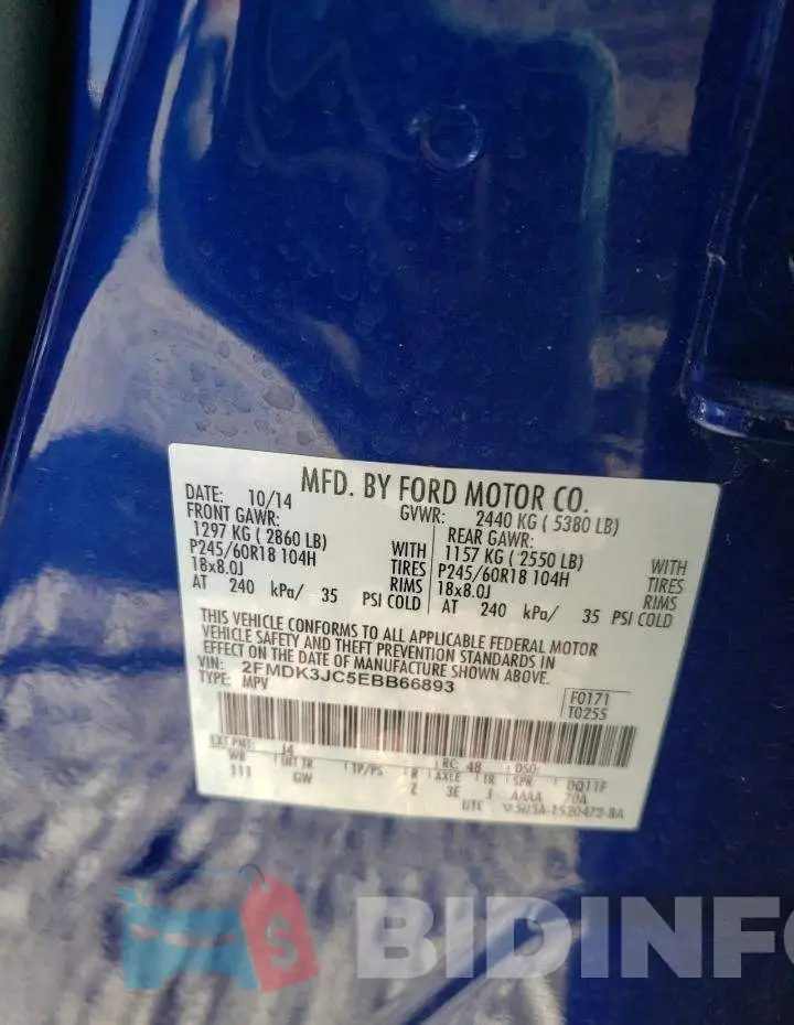 2FMDK3JC5EBB66893 Photo# 12