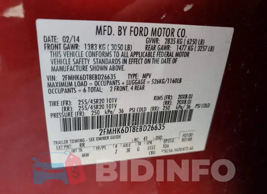 2FMHK6DT8EBD26635 Photo# 13