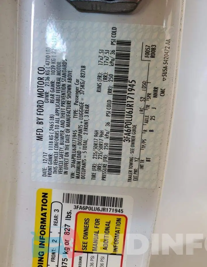 3FA6P0LU6JR171945 Photo# 13