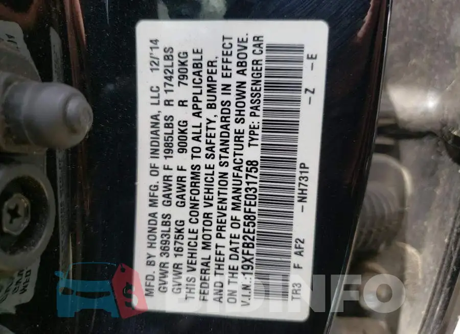 19XFB2E58FE031758 Photo# 13