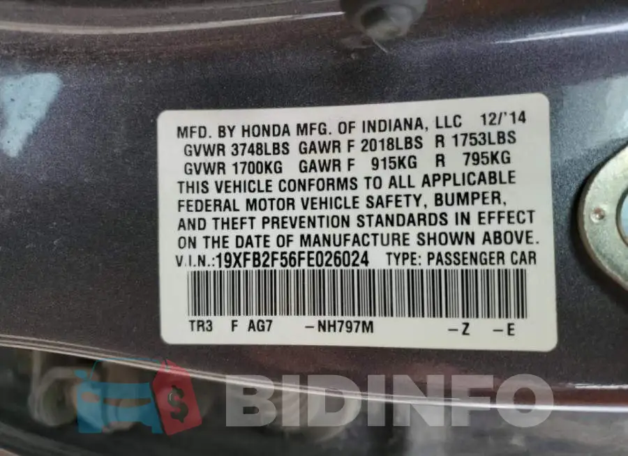 19XFB2F56FE026024 Photo# 12