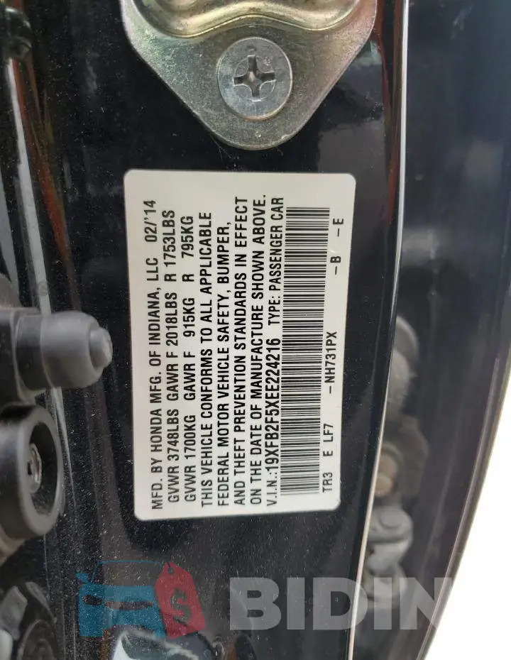 19XFB2F5XEE224216 Photo# 12