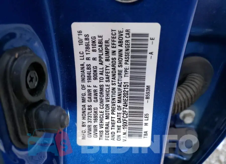 19XFC2F74HE202151 Photo# 12