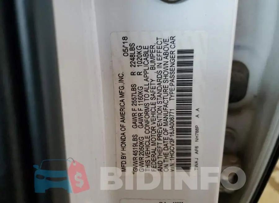 1HGCV3F16JA006771 Photo# 12