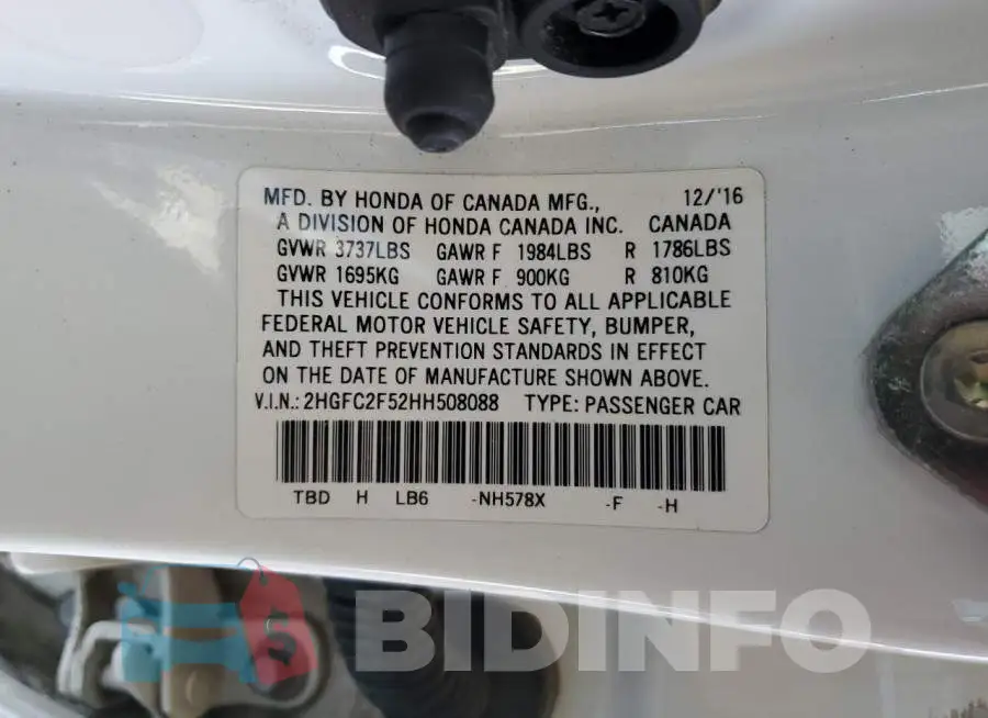 2HGFC2F52HH508088 Photo# 12