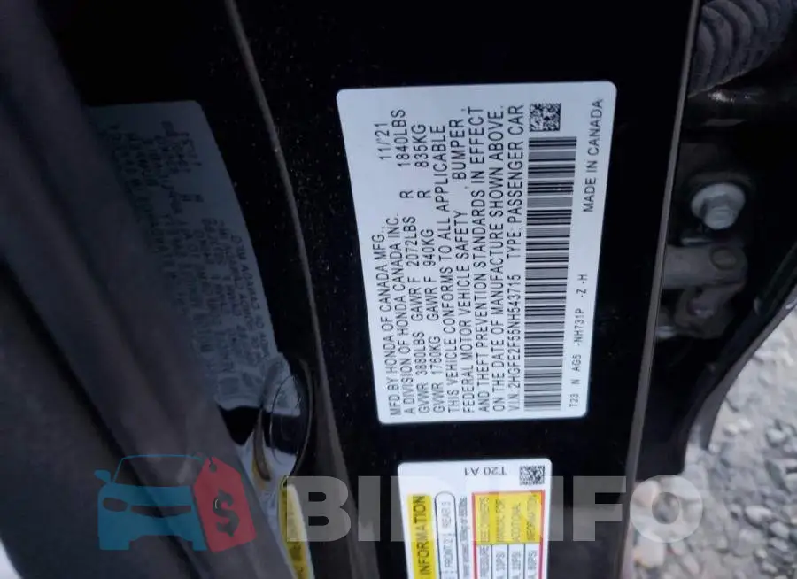 2HGFE2F55NH543715 Photo# 12