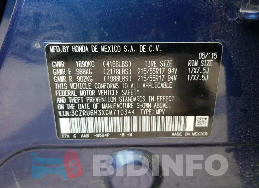 3CZRU6H3XGM710344 Photo# 12