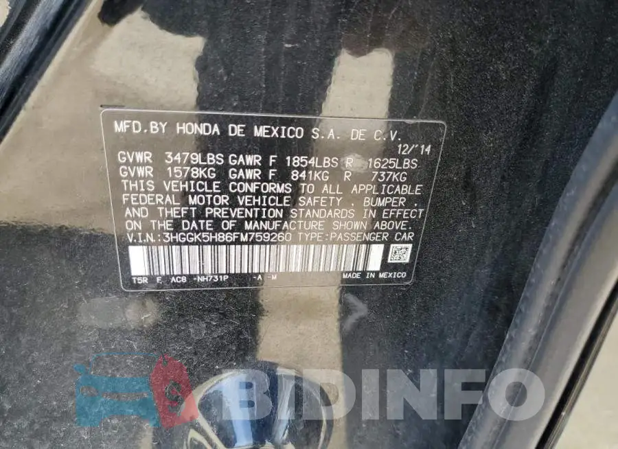 3HGGK5H86FM759260 Photo# 12