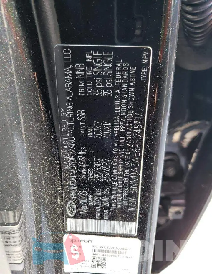 5NMJA3AE8PH245717 Photo# 13