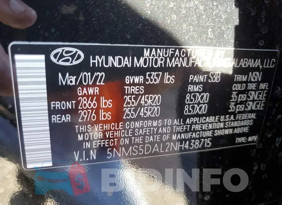 5NMS5DAL2NH438715 Photo# 13