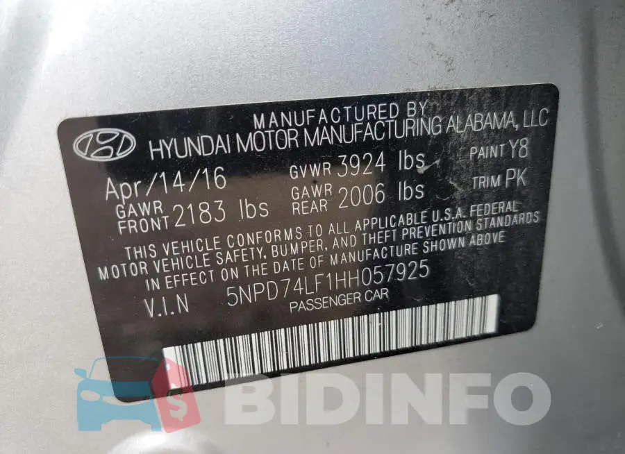 5NPD74LF1HH057925 Photo# 12