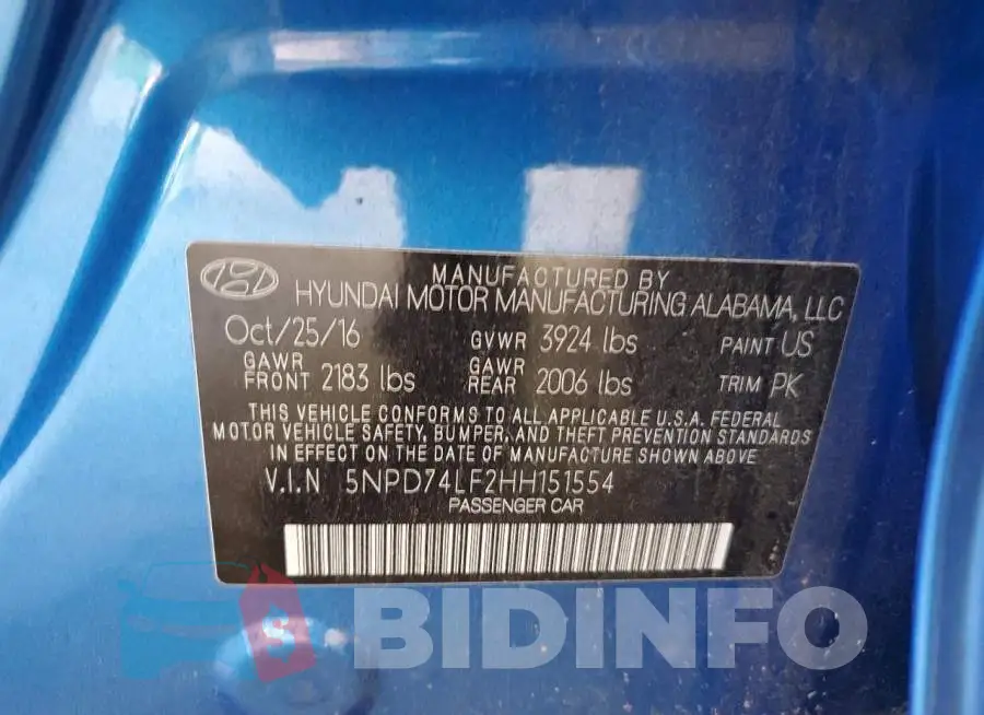 5NPD74LF2HH151554 Photo# 13